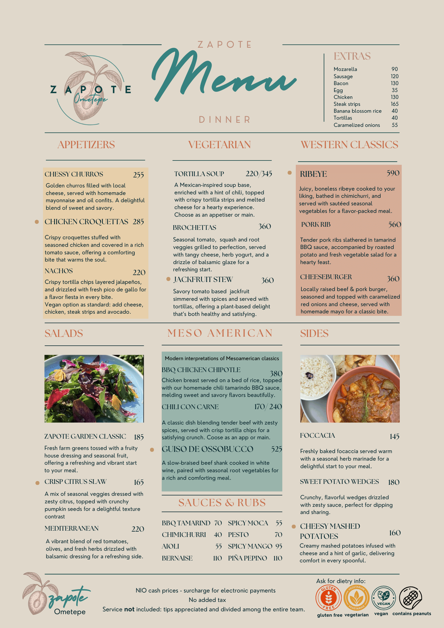 Zapote menu — Selvista